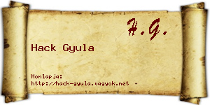Hack Gyula névjegykártya